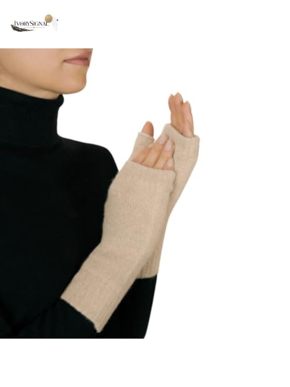 100% Cashmere Fingerless Mitts Warm Winter Gloves